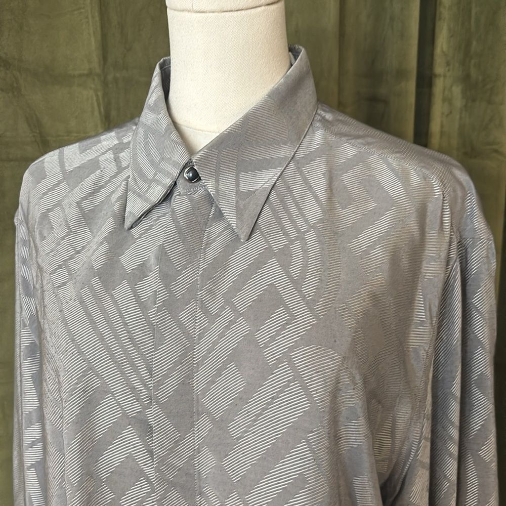Versace Classic Gray/ Silver Patterned Men Dress … - image 2